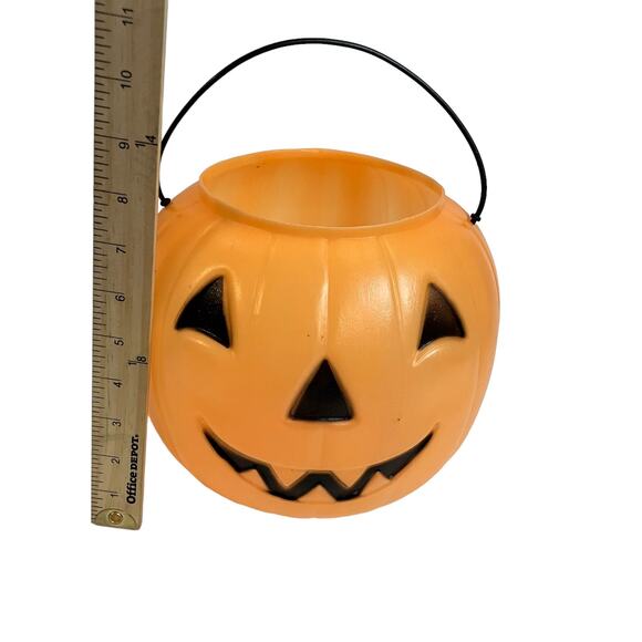 General Foam Plastics Orange Blow Mold Jack-O-Lantern Pumpkin Halloween Bucket - Picture 6 of 6